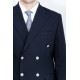 Modern Fit Double-Breasted Navy Men’s Suit with Silver-Tone Metal Buttons- Chadrobe