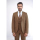 Three Piece Slim Fit Single Button Tan Men Suit - Chadrobe