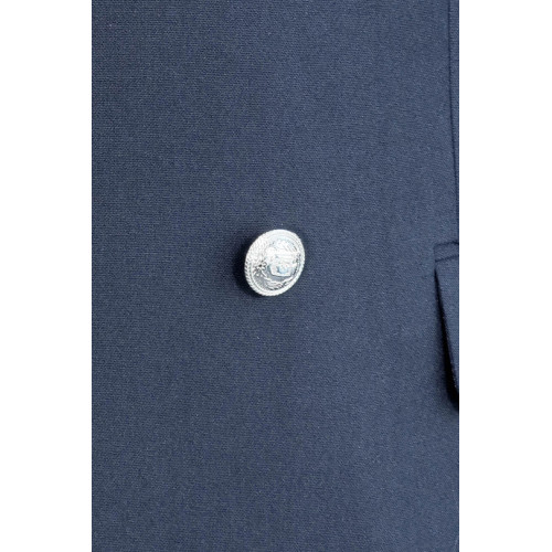 Modern Fit Double-Breasted Navy Men’s Suit with Silver-Tone Metal Buttons- Chadrobe
