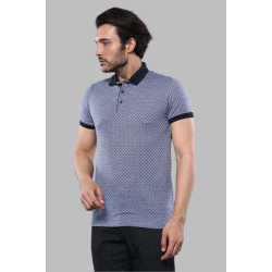 Blue Patterned Polo Men T-Shirt-Chadrobe