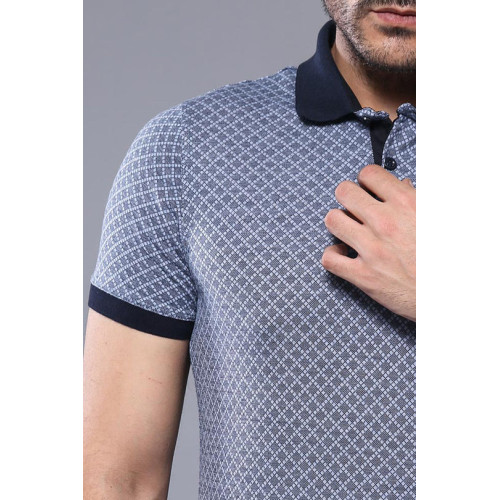 Blue Patterned Polo Men T-Shirt-Chadrobe