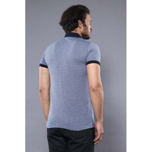 Blue Patterned Polo Men T-Shirt-Chadrobe