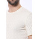 Cream Patterned Tricot Knitted T-Shirt