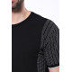 Black Crew-Neck Patterned Knitted T-Shirt