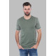 Crew-Neck Patterned Green Knitted T-Shirt| Green