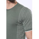 Crew-Neck Patterned Green Knitted T-Shirt| Green
