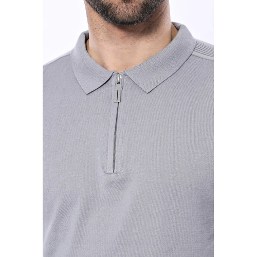 Crew-Neck Patterned Grey Knitted T-Shirt |Grey