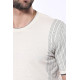 Crew-Neck Patterned Knitted Polo T-Shirt For Men |Cream