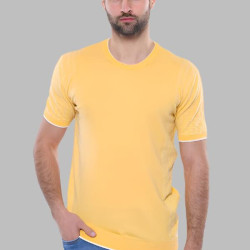 Crew-Neck Patterned Knitted  T-Shirt for Men | Yellow