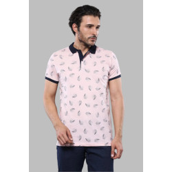 Patterned Printed Polo T-Shirt | Pink