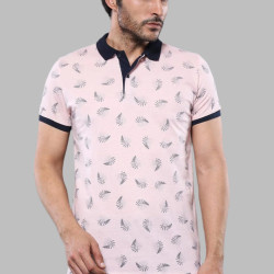 Patterned Printed Polo T-Shirt | Pink