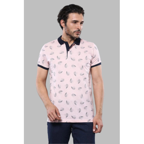 Patterned Printed Polo T-Shirt | Pink