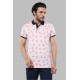 Patterned Printed Polo T-Shirt | Pink