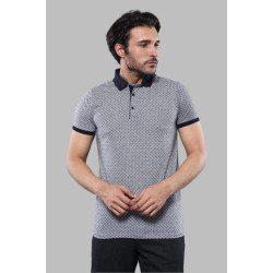 Patterned Grey Men's Polo T-Shirt-Chadrobe