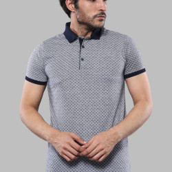 Patterned Grey Men's Polo T-Shirt-Chadrobe