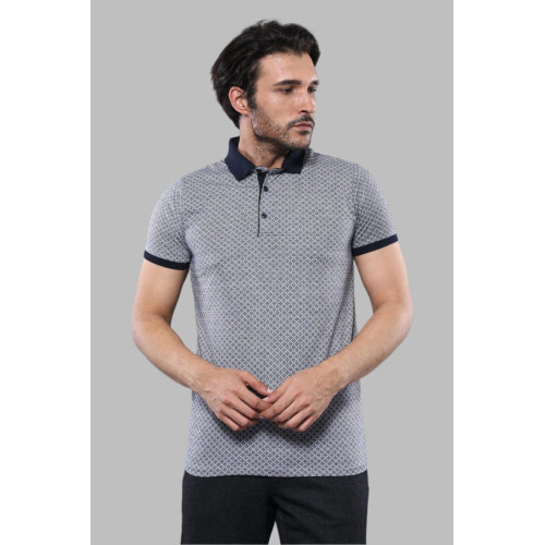 Patterned Grey Men's Polo T-Shirt-Chadrobe