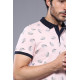 Patterned Printed Polo T-Shirt | Pink
