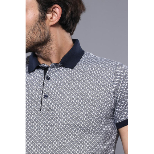 Patterned Grey Men's Polo T-Shirt-Chadrobe