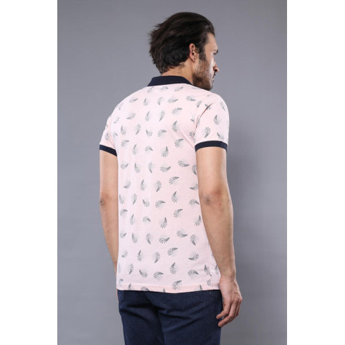 Patterned Printed Polo T-Shirt | Pink