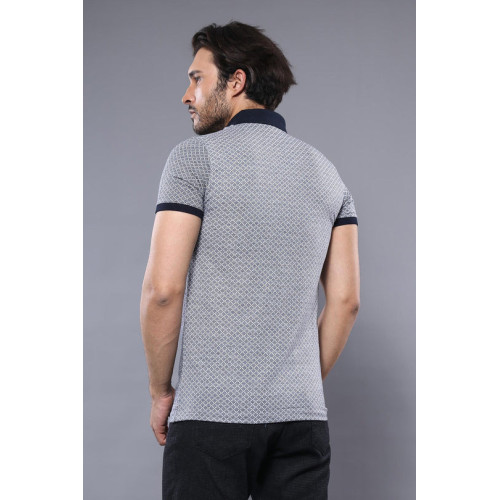 Patterned Grey Men's Polo T-Shirt-Chadrobe