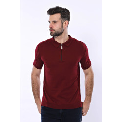 Plain Claret Red Polo Knitted T-Shirt for Men | Claret Red