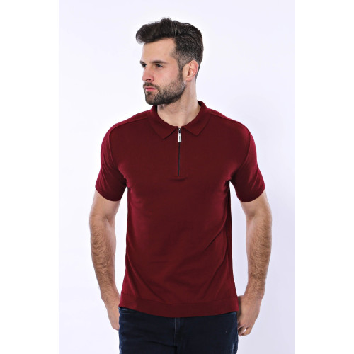 Plain Claret Red Polo Knitted T-Shirt for Men | Claret Red