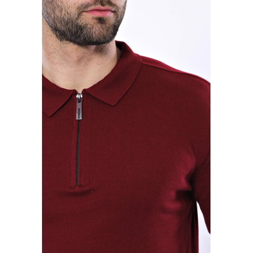 Plain Claret Red Polo Knitted T-Shirt for Men | Claret Red