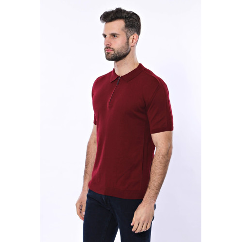 Plain Claret Red Polo Knitted T-Shirt for Men | Claret Red