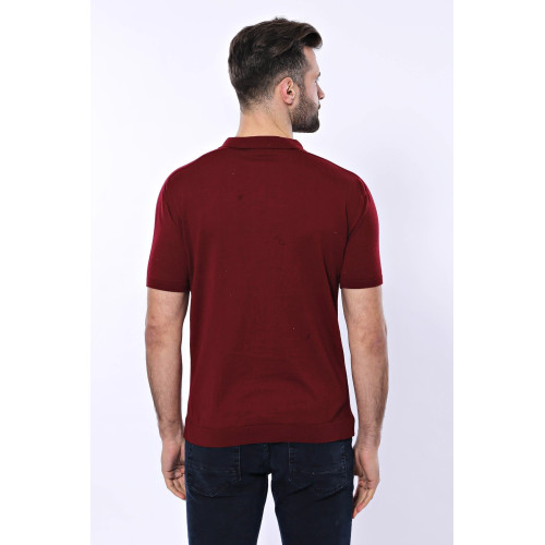 Plain Claret Red Polo Knitted T-Shirt for Men | Claret Red