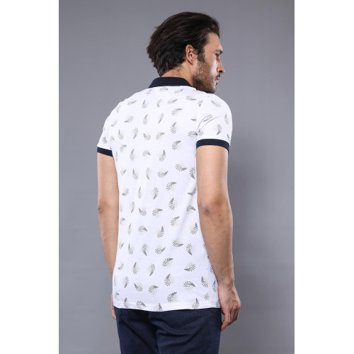 White Printed Polo Men's T-Shirt-Chadrobe