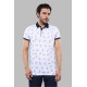 White Printed Polo Men's T-Shirt-Chadrobe