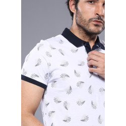 White Printed Polo Men's T-Shirt-Chadrobe