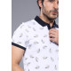 White Printed Polo Men's T-Shirt-Chadrobe